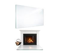 TMK ArtDeko Cristal de horno placa base - Placa rectangular protectora de chispas de cristal de seguridad ESG transparente para estufas de chimenea - 65 x 60 cm