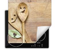 TMK ArtDeko Cubre Vitrocerámica de Induccion 60 x 52 cm - Tapa Protectora - Placa protectora vitroceramica induccion Vinilo, Madera de Cuchara