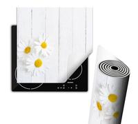 TMK ArtDeko Cubre Vitrocerámica de Induccion 60 x 52 cm - Tapa Protectora - Placa protectora vitroceramica induccion Vinilo, Flores de madera