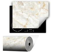 TMK ArtDeko Cubre Vitrocerámica de Induccion 80 x 52 cm - Tapa Protectora - Placa protectora vitroceramica induccion Vinilo, Mármol blanco