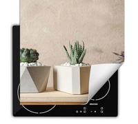 TMK ArtDeko Cubre Vitrocerámica - Protector Vitroceramica Induccion 60x52 cm - Tapa Vitroceramica - Protector de Vitroceramica - Cactus beige