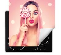 TMK ArtDeko Cubre Vitrocerámica - Protector Vitroceramica Induccion 60x52 cm - Tapa Vitroceramica - Protector de Vitroceramica - Mujer rosa