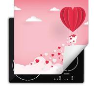 TMK ArtDeko Cubre Vitrocerámica - Protector Vitroceramica Induccion 60x52 cm - Tapa Vitroceramica - Protector de Vitroceramica - Rosa Corazón