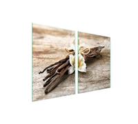 TMK ArtDeko Placa protectora de vitrocerámica 2 x 45 x 52 cm 2 piezas cocina eléctrica universal para inducción protección contra salpicaduras tabla de cortar de vidrio templado, Vainilla