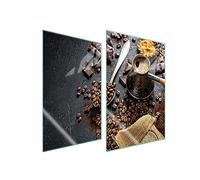TMK ArtDeko Placa protectora de vitrocerámica 35 x 52 cm 2 piezas cocina eléctrica universal para inducción protección contra salpicaduras tabla de cortar de vidrio templado, Café