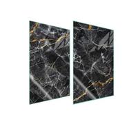 TMK ArtDeko Placa protectora de vitrocerámica 35 x 52 cm 2 piezas cocina eléctrica universal para inducción protección contra salpicaduras tabla de cortar de vidrio templado, Mármol