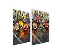 TMK ArtDeko Placa protectora de vitrocerámica 35 x 52 cm 2 piezas cocina eléctrica universal para inducción protección contra salpicaduras tabla de cortar de vidrio templado, Especias
