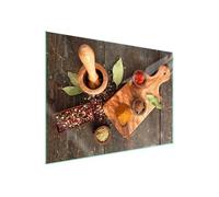 TMK ArtDeko Placa protectora de vitrocerámica 70 x 52 cm 1 pieza cocina eléctrica universal para inducción protección contra salpicaduras tabla de cortar de vidrio templado, Especias