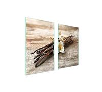 TMK ArtDeko Placa protectora de vitrocerámica 75 x 52 cm 2 pieza cocina eléctrica universal para inducción protección contra salpicaduras tabla de cortar de vidrio templado, Vainilla
