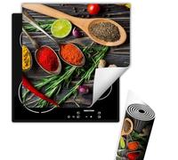 TMK ArtDeko Placa protectora vitroceramica induccion 50x52 cm Vinilo, Protector Vitroceramica, placa protectora de encimera, Especias de madera