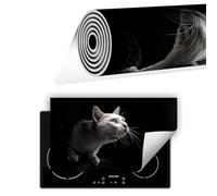 TMK ArtDeko Placa protectora vitroceramica induccion 90x52 cm Vinilo, Protector Vitroceramica Induccion, Gato negro
