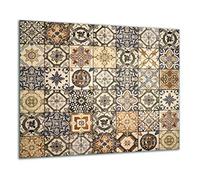 TMK ArtDeko Protector de vitrocerámica de 1 pieza, 60 x 52 cm, protección contra salpicaduras, protección de vitrocerámica de cristal de seguridad, robusta, higiénica y antideslizante, protección para