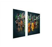 TMK ArtDeko Tabla de cortar decorativa de cristal templado y cubre vitro, Placa protectora de vitrocerámica 75 x 52 cm 2 piezas, para inducción, protección contra salpicaduras, Especias
