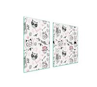 TMK ArtDeko Tabla de cortar decorativa de cristal templado y cubre vitro, Placa protectora de vitrocerámica 100 x 52 cm 2 piezas, para inducción, protección contra salpicaduras, Gato