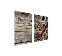 TMK ArtDeko Tabla de cortar decorativa de cristal templado y cubre vitro, Placa protectora de vitrocerámica 65 x 52 cm 2 piezas, para inducción, protección contra salpicaduras, Café