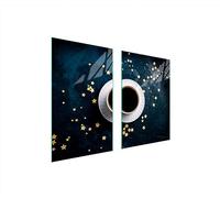 TMK ArtDeko Tabla de cortar decorativa de cristal templado y cubre vitro, Placa protectora de vitrocerámica 65 x 52 cm 2 piezas, para inducción, protección contra salpicaduras, Café
