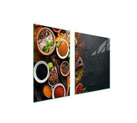 TMK ArtDeko Tabla de cortar decorativa de cristal templado y cubre vitro, Placa protectora de vitrocerámica 100 x 52 cm 2 piezas, para inducción, protección contra salpicaduras, Especias