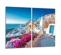 TMK - Placa protectora de vitrocerámica 30 x 52 cm 2 piezas cocina eléctrica universal para inducción protección contra salpicaduras tabla de cortar de vidrio templado como decoración, paisaje