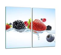 TMK - Placa protectora de vitrocerámica 30 x 52 cm 2 piezas cocina eléctrica universal para inducción protección contra salpicaduras tabla de cortar de vidrio templado como decoración, frutas