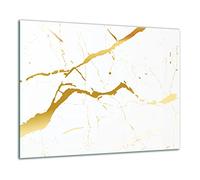 TMK - Placa protectora de vitrocerámica 60 x 52 cm 1 pieza cocina eléctrica universal para inducción protección contra salpicaduras tabla de cortar de vidrio templado como decoración, blanco mármol