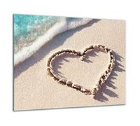TMK - Placa protectora de vitrocerámica 60 x 52 cm 1 pieza cocina eléctrica universal para inducción protección contra salpicaduras tabla de cortar de vidrio templado como decoración Playa
