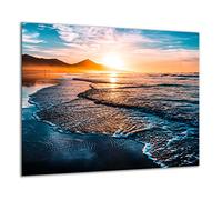 TMK - Placa protectora de vitrocerámica 60 x 52 cm 1 pieza cocina eléctrica universal para inducción protección contra salpicaduras tabla de cortar de vidrio templado como decoración, mar playa