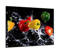 TMK - Placa protectora de vitrocerámica 60 x 52 cm 1 pieza cocina eléctrica universal para inducción protección contra salpicaduras tabla de cortar de vidrio templado como decoración, negro pimientos