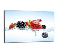 TMK - Placa protectora de vitrocerámica 80 x 52 cm 1 pieza cocina eléctrica universal para inducción, protección contra salpicaduras tabla de cortar de vidrio templado como decoración Frutas Blanco