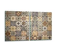 TMK | Placas de vitrocerámica, 2 piezas, 40 x 52 cm, cubierta de vitrocerámica, cocina eléctrica, inducción, protección contra salpicaduras, placa de cristal, tabla de cortar, mosaico