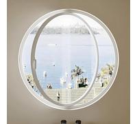 TMKDNNKG Ventana abatible Redonda, Ventana Rotatoria Circular para el hogar con manija con Cerradura para dormitorios, duchas y cobertizos, Ventana para Ver Obras de Arte, Blanca, 40 cm/15,75 Pulgada