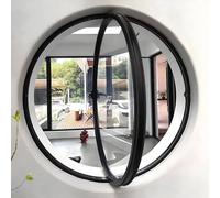 TMKDNNKG Ventana abatible Redonda, Ventana Rotatoria Circular para el hogar con manija con Cerradura para dormitorios, duchas y cobertizos, Ventana para Ver Arte, Color Negro, 90 cm/35,44 Pulgadas