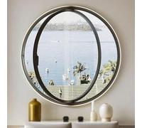 TMKDNNKG Ventana Redonda giratoria de 360°, Ventana de Ojo de Buey de Vidrio Templado, Ventana empotrada para cobertizo, Ventana abatible de Aluminio con manija, para baño, Cocina y Dormitorio (Negro