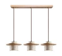 TMKOO Lámpara Colgante De Piedra Travertino Natural 3 Luces Estilo WABI Sabi Japandi con Madera Regulable En Altura Iluminación De Techo para Isla De Cocina Comedor Salón Pasillo(Light Wood)