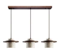 TMKOO Lámpara Colgante De Piedra Travertino Natural 3 Luces Estilo WABI Sabi Japandi con Madera Regulable En Altura Iluminación De Techo para Isla De Cocina Comedor Salón Pasillo(Dark Wood)