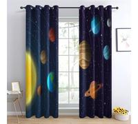 TMMDH Cortinas Opacas Espacio Universo, Cortinas Salon Modernas 2 Piezas 140x145 CM Planeta Cortinas Termicas Aislantes Frio y Calor Blackout Curtains con Ojales Cortinas para Dormitorio/Comedor