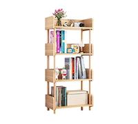 TMMLIJIPL Estantería de madera de 4 niveles para CDs, películas, libros, organizador para sala de estar, dormitorio, oficina en casa, estanterías, estantes para libros (color: nogal claro)