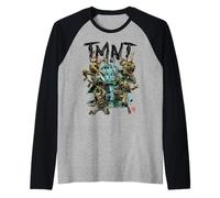 TMNT Adolescentes Mutantes Ninja Tortugas Comic Acción Pose Clásico Camiseta Manga Raglan