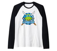 TMNT Adolescentes Mutantes Ninja Tortugas Leonardo 80s Pose Clásico Camiseta Manga Raglan