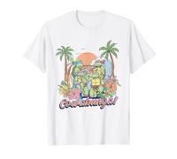 TMNT Cowabunga Beach Retro Turtles Scene Cartoon Camiseta