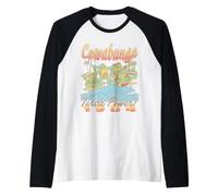 TMNT Cowabunga Surfing Turtles Retro 80's Cartoon Camiseta Manga Raglan