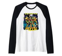 TMNT Estamos Aquí para La Pizza Group Shot Camiseta Manga Raglan