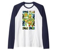 TMNT Teenage Mutant Ninja Turtles - Arte de Personajes Retro Camiseta Manga Raglan