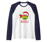 TMNT Teenage Mutant Ninja Turtles Christmas Tree Hero Classic 80s Camiseta Manga Raglan