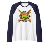 TMNT Teenage Mutant Ninja Turtles Michelangelo 84 Retro Face Camiseta Manga Raglan