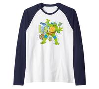 TMNT Tortugas Ninja Mutantes Adolescentes Leo Pose 80s Amante Pizza Camiseta Manga Raglan