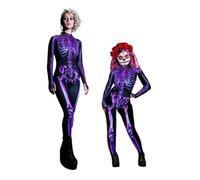 TMOYJPX Disfraz Halloween Niña Mujer Esqueleto Gracioso Terror Realista Digital 3D Disfraces Mono Mujer Fiesta para Chica 4-11 años Cosplay Anime (6-7 años, Violeta)
