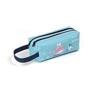 TMOYJPX Estuche Escolar Grande 2 Compartimentos Dibujos Animados, Estuches Escolars Juveniles Bolsa Regalos Infantil Niña Niño Estudiantes (Ballena~Azul, 20 * 7.5 * 7.5 CM)