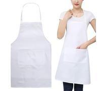 TMRBBesty Chef Delantal,Delantal de Cocina,delantal Cocina para Mujer y Hombre,Con Correa para el Cuello Ajustable,Para Barbacoa Cocinar Hornear Jardinería Restaurante,Blanco