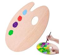 TMRBBesty Paleta Madera Ovalada Paleta,Paleta Pintura,Acuarela Paleta de Madera,con Agujeros de Pulgar convenientes,para Acuarelas acrílicas y Pinturas al óleo,30x20cm