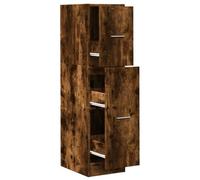 Tmriohed Armario para farmacia de roble ahumado, 30 x 41 x 118 cm, armario estrecho de madera con 3 cajones y separador, armario auxiliar para cocina, salón y oficina